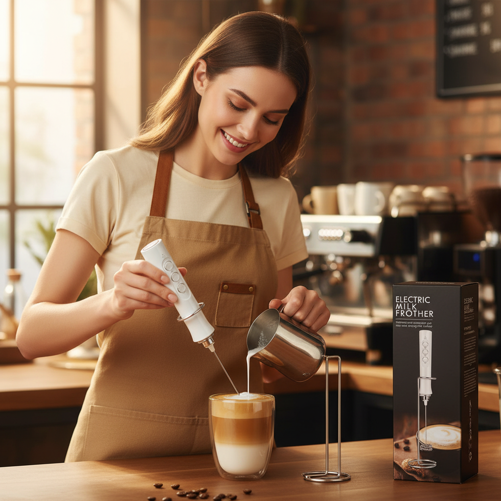 Rechargeable Milk Frother Handheld for Coffee Stirrers Electric Whisk with Wall Mounted Stand Drink Mixer Hand Frother Wand (MF02)