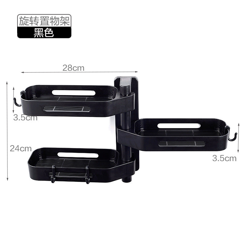 Rotating No-Drill Storage Rack for Bathroom & Kitchen