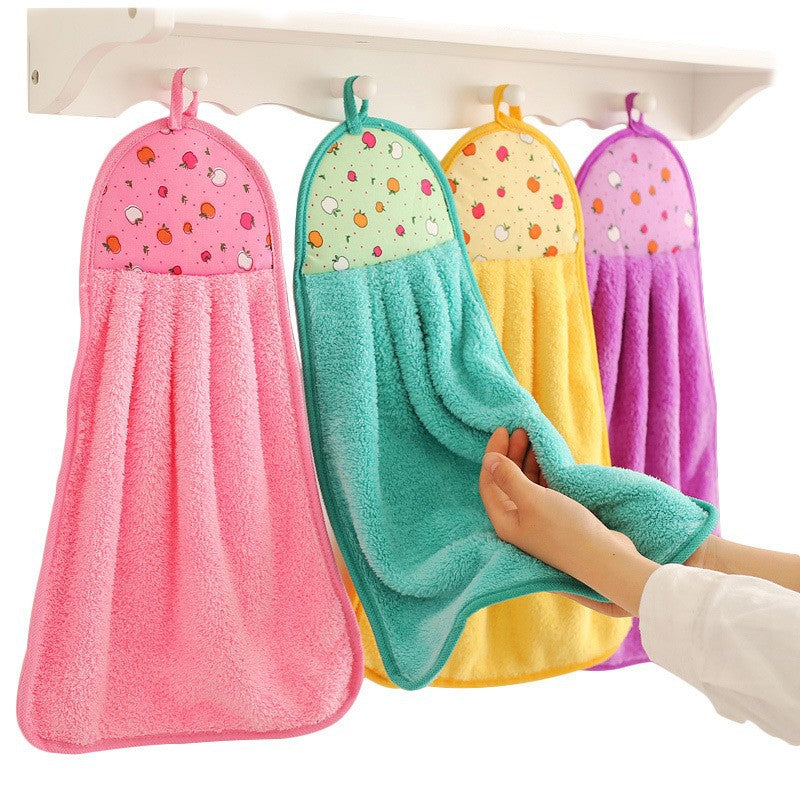 Non-Stick Hanging Kitchen Towel, Coral Fleece Absorbent