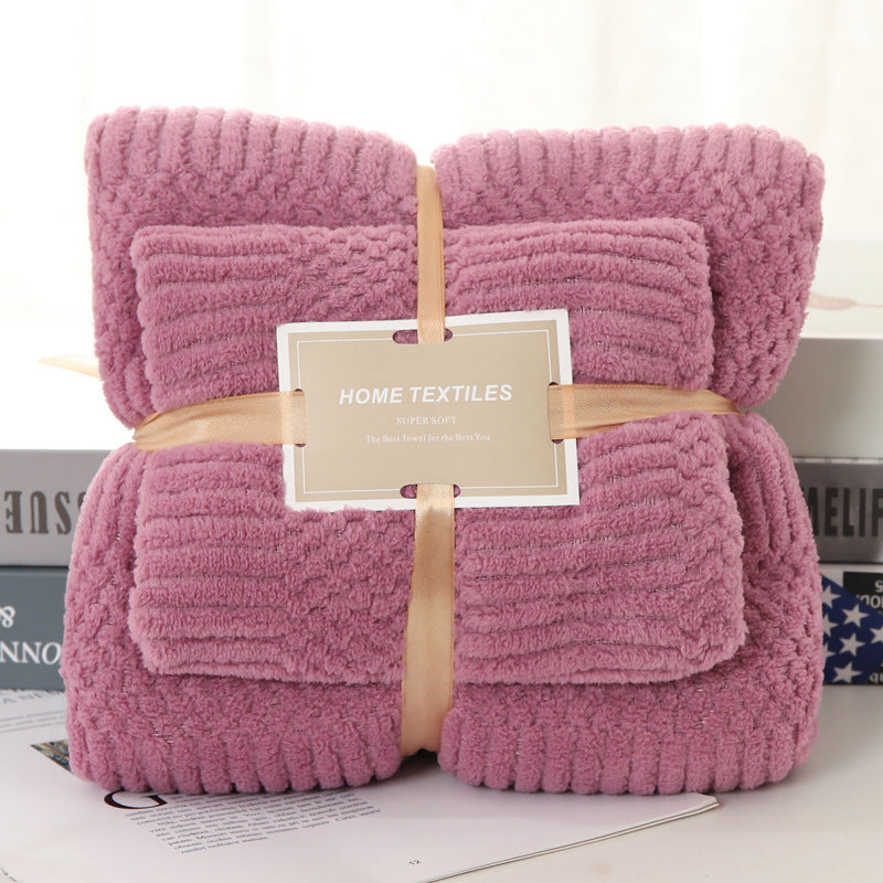 Thick Coral Fleece Towel Set - Soft Absorbent Beach Towels