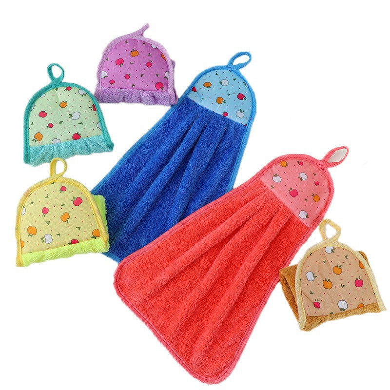 Non-Stick Hanging Kitchen Towel, Coral Fleece Absorbent