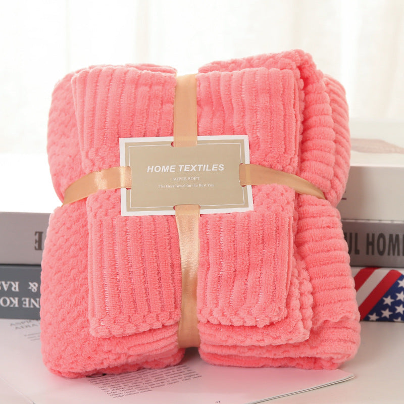 Thick Coral Fleece Towel Set - Soft Absorbent Beach Towels