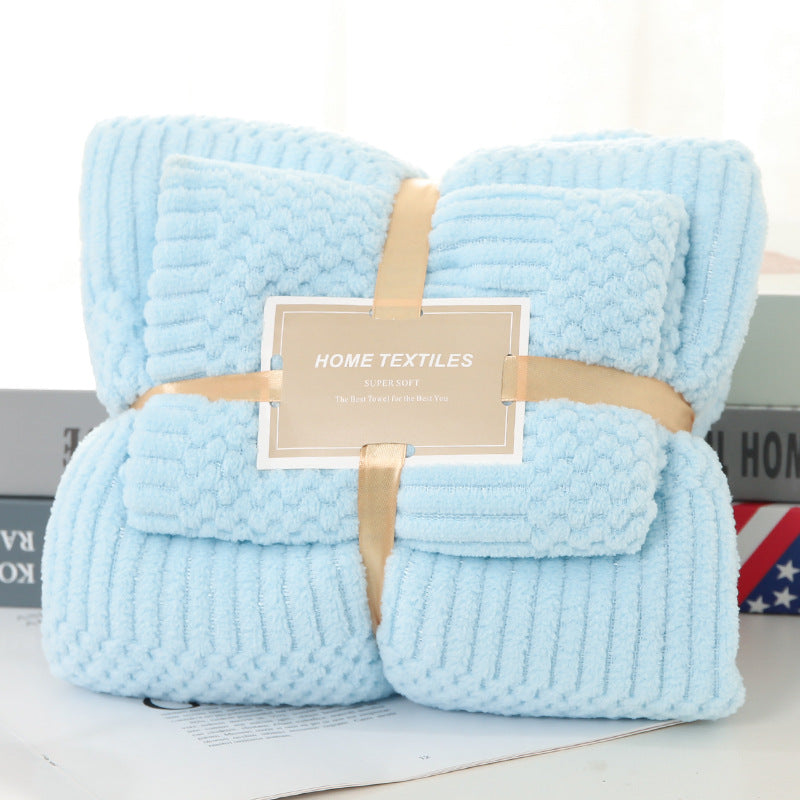Thick Coral Fleece Towel Set - Soft Absorbent Beach Towels