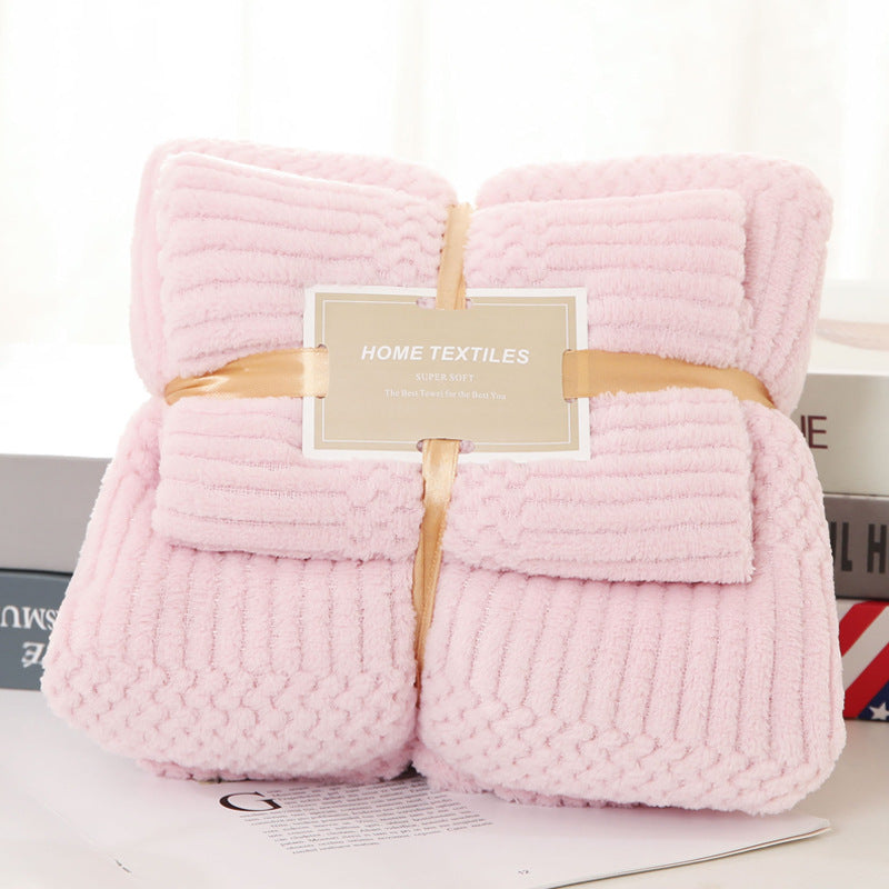 Thick Coral Fleece Towel Set - Soft Absorbent Beach Towels