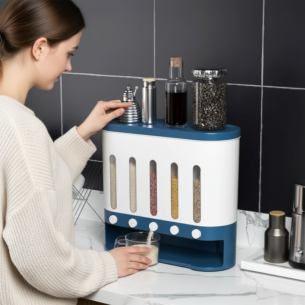 Creative Kitchen Wall-Mounted Rice & Grain Storage Solution