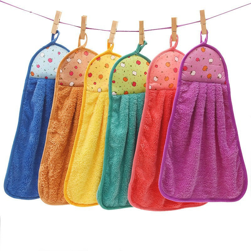 Non-Stick Hanging Kitchen Towel, Coral Fleece Absorbent