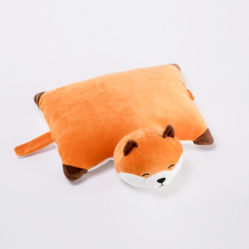 Foldable Fox Plush Toy and Pillow - Cute Cartoon Design