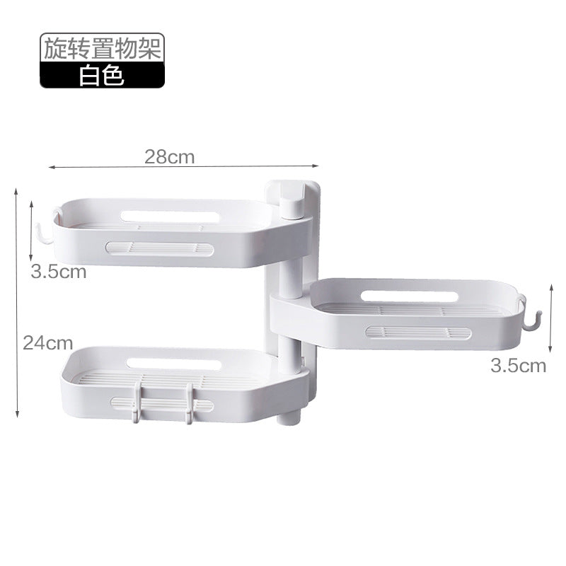 Rotating No-Drill Storage Rack for Bathroom & Kitchen