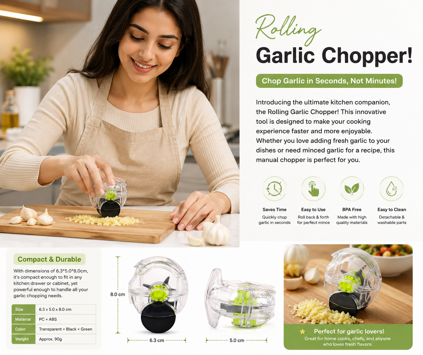 Creative Rolling Garlic Chopper Manual Garlic Crusher